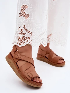 Kožené dámské sandály na platformě model 22208623 Camel - Maciejka
