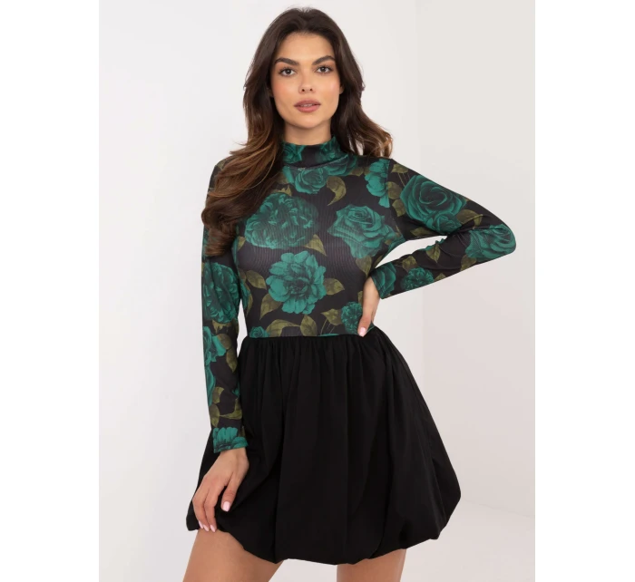 Šaty DHJ SK 19959.35 čierno-zelené Šaty DHJ SK 19959.35 čierno-zelené
