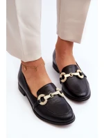 model 21646261 Dámské Mokasíny Kožené S Ozdobou Černé - Zazoo