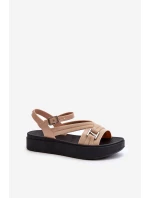 dámské sandály na platformě  béžové model 21661896 - Zaxy