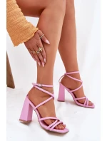 Dámské sandály na podpatku s pásky růžové model 21698669 - Boto