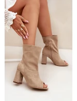 Semišové Boty Na Podpatku S  Béžové Zazoo model 21704113 - Boto
