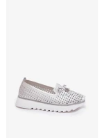 Dámske topánky z prírodnej kože - strieborné