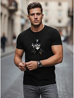 Pánske bavlnené tričko s potlačou čierne FashionStreet NX0128R Pánske bavlnené tričko s potlačou čierne FashionStreet NX0128R