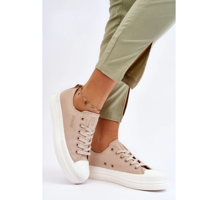 Niskie Sznurowane Tenisówki Big Star LL274969 Beżowe