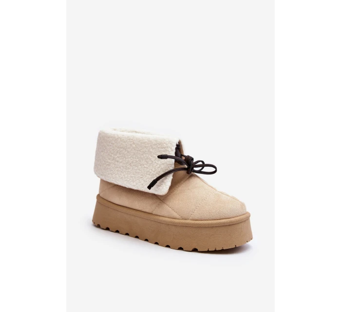 Śniegowce Na Platformie Z Kożuchem Jasnobeżowe Olimuka Śniegowce Na Platformie Z Kożuchem Jasnobeżowe Olimuka