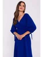 Rozšířené šaty s rukávy  modré model 20531362 - STYLOVE