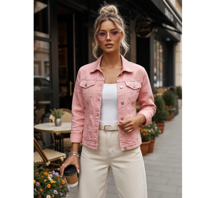 FashionStreet dámska ružová džínsová bunda TY5597 FashionStreet dámska ružová džínsová bunda TY5597