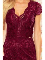 Krajkové dámské šaty ve barvě a rukávy a dekoltem model 15181983 - numoco