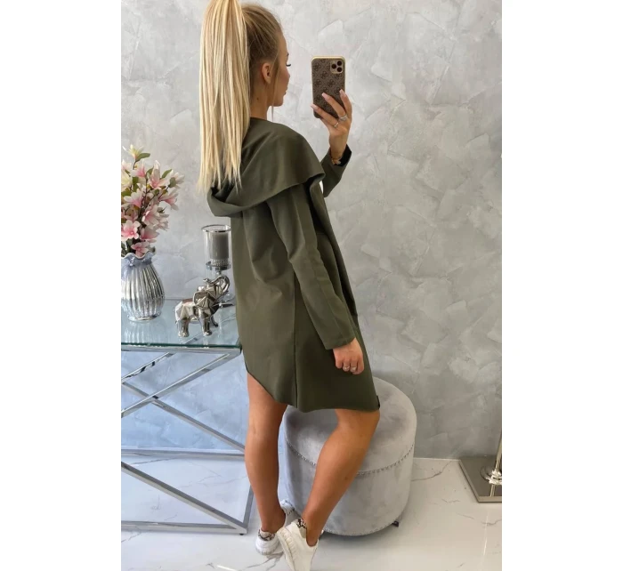 Voľne padnúca khaki bunda s kapucňou