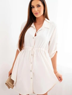 Šaty so zapínaním na gombíky a viazaním v páse fialové