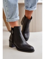 Dámské zimní zateplené boty na podpatku s přezkou Černé model 21667453 - Boto