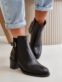 Dámské zimní zateplené boty na podpatku s přezkou Černé model 21667453 - Boto