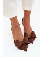 Szpilki Z Odkrytymi Piętami I Kokardką Brązowe Eklevia