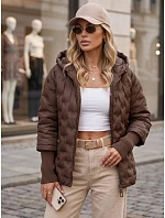 Kurtka damska pikowana z kapturem brązowa model 22341118 - FashionStreet