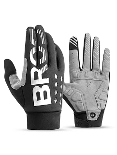 Zateplené cyklistické rukavice Rockbros, dlhé, veľkosť: XXL - čierno-šedé