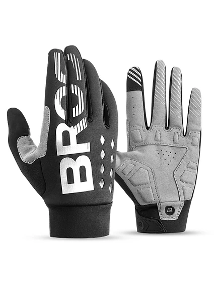 Zateplené cyklistické rukavice Rockbros, dlhé, veľkosť: XXL - čierno-šedé