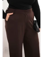 Dámské kalhoty Plus Size s širokou nohavicí a elastickým pasem hnědé Dámské kalhoty Plus Size s širokou nohavicí a elastickým pasem hnědé
