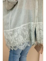 Dámske bavlnené tričko s čipkou Khaki