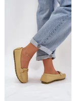 Płaskie Skórzane Mokasyny Z Ozdobą S.Barski LR51-547 Żółte Płaskie Skórzane Mokasyny Z Ozdobą S.Barski LR51-547 Żółte