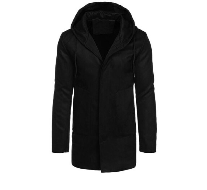 Pánsky jednoradový čierny zimný kabát Dstreet CX0444
