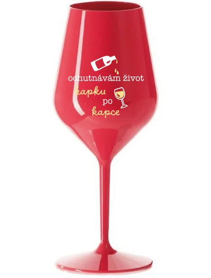 I TASTE LIFE CAP BY CAP - červený nerozbitný pohár na víno 470 ml I TASTE LIFE CAP BY CAP - červený nerozbitný pohár na víno 470 ml