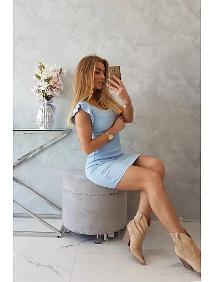 Dámské šaty s volánky model 20973265 Světle modrá - Kesi