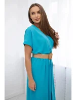 Dlouhé šaty s ozdobným páskem model 20976143 modré - Kesi Dlouhé šaty s ozdobným páskem model 20976143 modré - Kesi