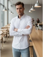 Pánska elegantná hladká biela košeľa SLIM FIT FashionStreet DX2618