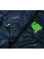 Tmavomodrá lesklá dámska prešívaná zimná bunda (977)