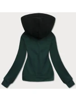 Tmavozelená dámska krátka mikina na zips (AMG-63)