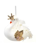 DEKORATÍVNA LABUŤ ZÁVESNÁ OZDOBA 17CM PERLEŤOVÉ KRÍDLA