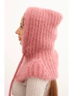 Dámska čiapka s kapucňou s jemným vzorom a šnúrkami tmavoružová Dámska čiapka s kapucňou s jemným vzorom a šnúrkami tmavoružová