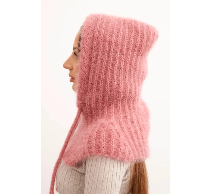 Dámska čiapka s kapucňou s jemným vzorom a šnúrkami tmavoružová Dámska čiapka s kapucňou s jemným vzorom a šnúrkami tmavoružová