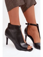 Dámské sandály na podpatku Černé Helira