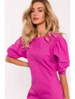 M803 Šaty s puzdrovými rukávmi - ružové