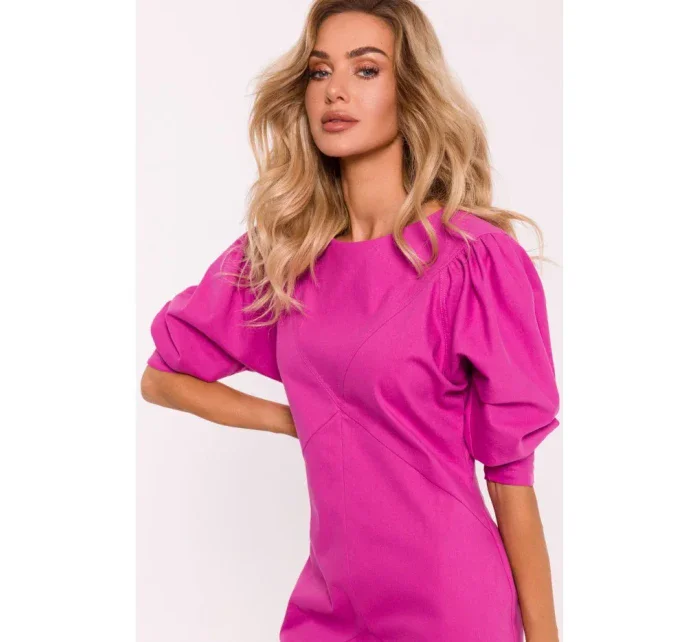 M803 Šaty s puzdrovými rukávmi - ružové