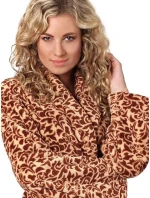 Dámsky župan so šálovým golierom VICTORIA 2130 8288 Hnedá vzor - Vestis