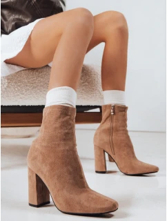 Dámské semišové kozačky na podpatku béžové Dstreet model 21993800 - FashionStreet