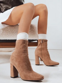 Dámske semišové čižmy na podpätku béžové FashionStreet ZY1225