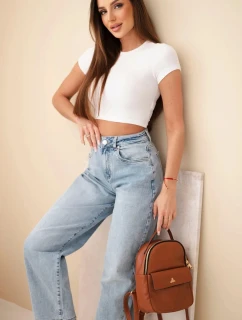 Dámske skater nohavice s vysokým pásom denim blue