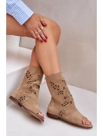 Zazoo 3437 Damskie Zamszowe Sandały Z Cholewką Na Zamek Beżowe Zazoo 3437 Damskie Zamszowe Sandały Z Cholewką Na Zamek Beżowe