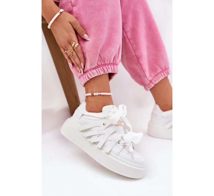 Eko Kožené Tenisky Na Platformě Bílé model 21687580 - Boto