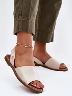 Dámské sandály na plochém podpatku eko kůže béžové model 21697882 - EVENTO