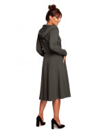 B245 Zavinovacie šaty s kapucňou - čierne