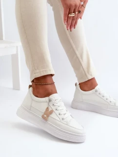 Dámske tenisky Športové topánky na platforme s ozdobou, biele Vinceza