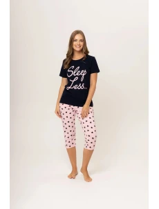 Dámske pyžamo 135/256 tm. modré s ružovou - Karol