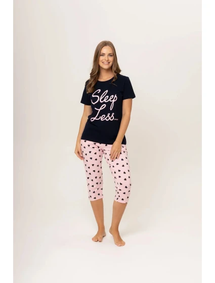 Dámske pyžamo 135/256 tm. modré s ružovou - Karol Dámske pyžamo 135/256 tm. modré s ružovou - Karol