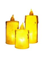 DEKORATÍVNA SVIEČKA 8 CM JANTÁROVÁ TEPLÁ BIELA 1 LED