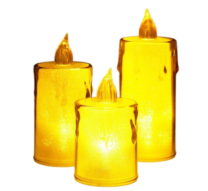 DEKORATÍVNA SVIEČKA 8 CM JANTÁROVÁ TEPLÁ BIELA 1 LED